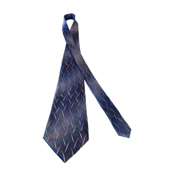 Meeting Street Blue Abstract Pattern Silk Classic Designer Tie Business Preppy - Picture 3 of 12